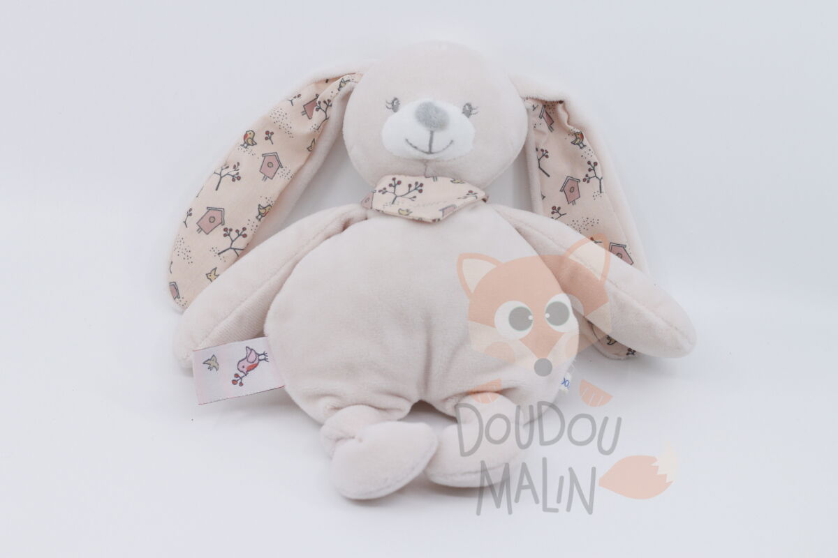  - peluche lapin rose oiseau maison 20 cm 